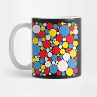 red blue white and yellow pop art polka dot pattern Mug